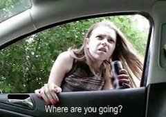 Russian young and fresh with huge tits drilled in car