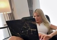 Sex with blonde student with creampie