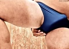 Gay Speedo Public Toilet Cumshot with Big Load