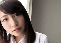 Japanese teen in uniform sucks POV cock