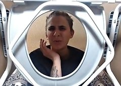 BIG TITS TS TRAPPED IN TOILET POV
