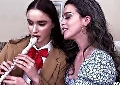 Hazel Moore Stars as Brunette Teacher Nicole Emma Vaunt in Fantasy Girl-on-Girl Roleplay Where Bust