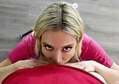 Aiden Ashley Deep-Throats Joshua Lewis in Stepmom Cowgirl Ride