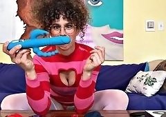 Lesbian Milf Stuffs Toys in Both Holes
