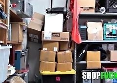 Security Guards Big Cock Threesome Pounds Sweet Shoplifter