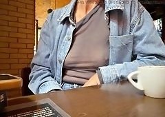 MrsMrsJones Flashes Big Tits and Nipples in Sheer Blouse Publicly