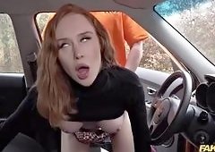 Braless Redheads Big Tits Car Tease