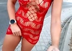 HottPussyTits Flashes Tits and Pussy in See-Through Spanish Public