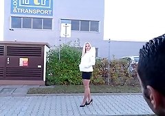 Blonde chick enjoys while being fucked in the back of a car